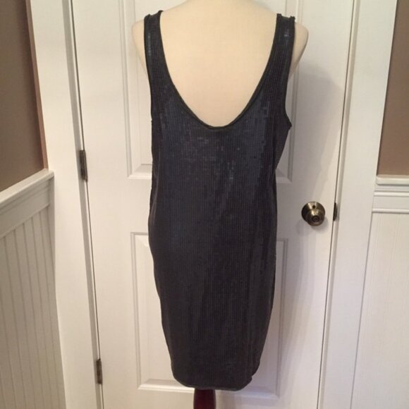 VINCE DRESS MINI GRAY SEQUIN SHIFT SLEEVELESS SCOOP NECK Size L - Picture 6 of 8